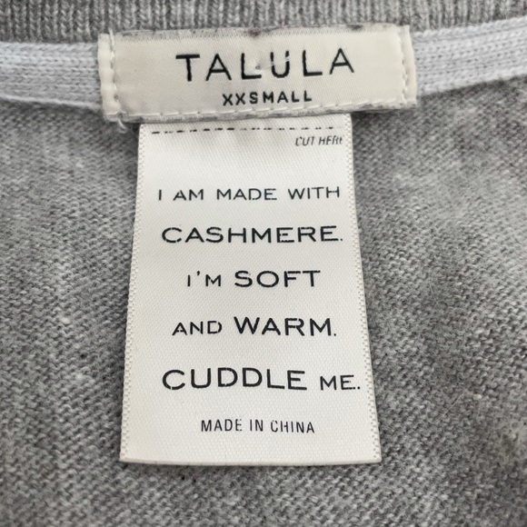 Talula pullover v neck grey cashmere blend light Academia sweater size XXSmall - Picture 7 of 8